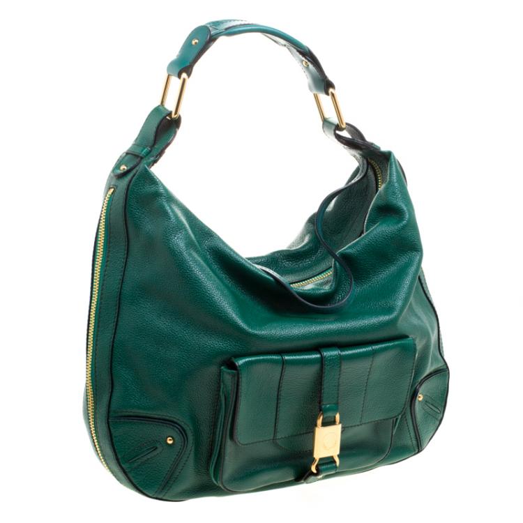 Pre Owned Marc Jacobs Green Glazed Leather Expandable Hobo
