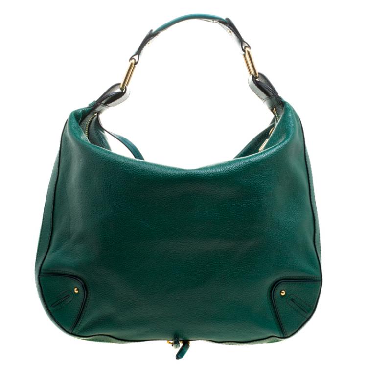 Pre Owned Marc Jacobs Green Glazed Leather Expandable Hobo