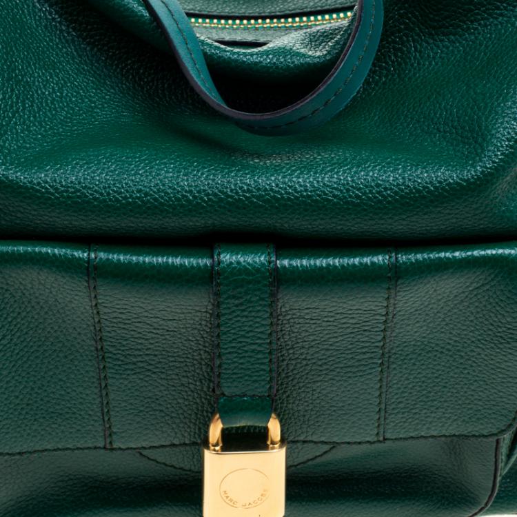 Pre Owned Marc Jacobs Green Glazed Leather Expandable Hobo