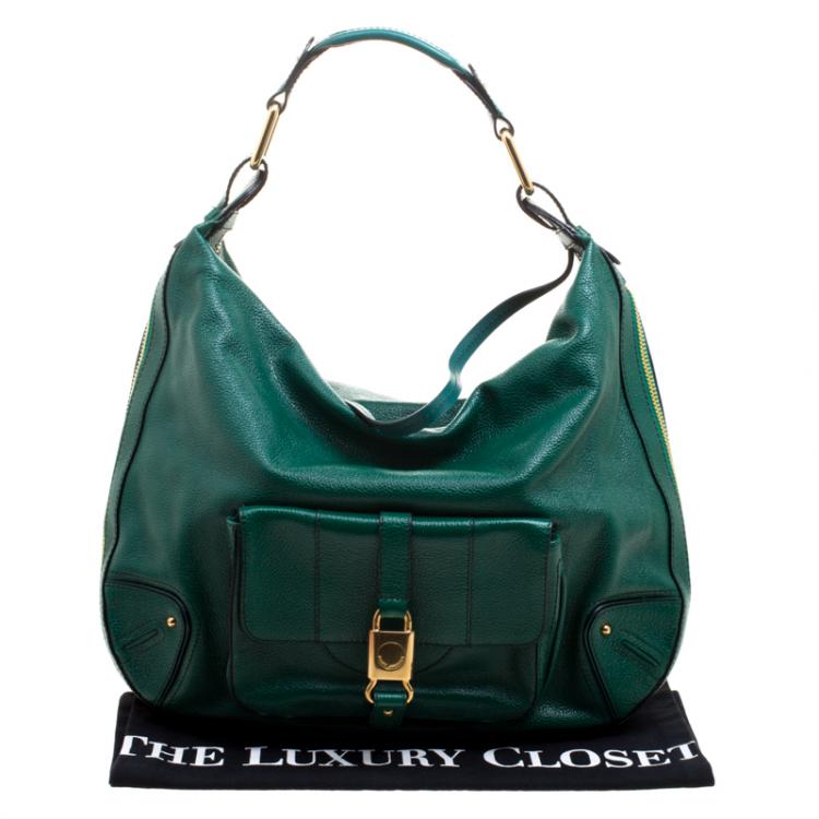 Pre Owned Marc Jacobs Green Glazed Leather Expandable Hobo