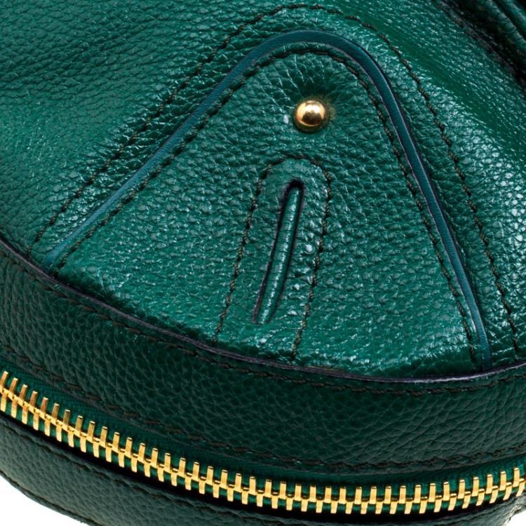Pre Owned Marc Jacobs Green Glazed Leather Expandable Hobo