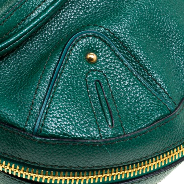 Pre Owned Marc Jacobs Green Glazed Leather Expandable Hobo