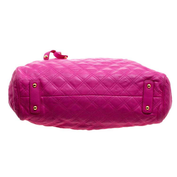 Pre Owned Marc Jacobs Pink Quilted Leather Stam Satchel