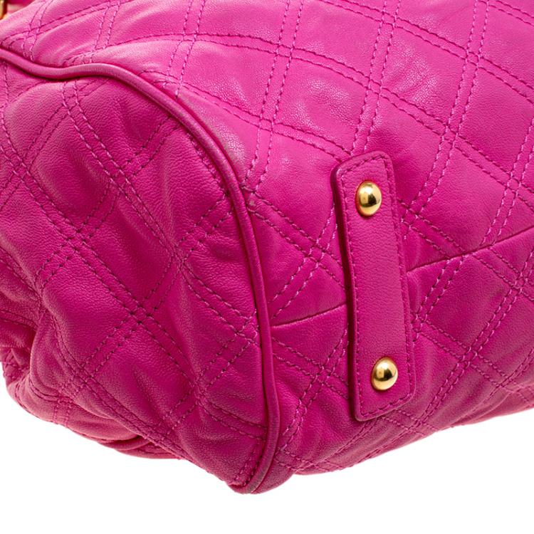 Pre Owned Marc Jacobs Pink Quilted Leather Stam Satchel