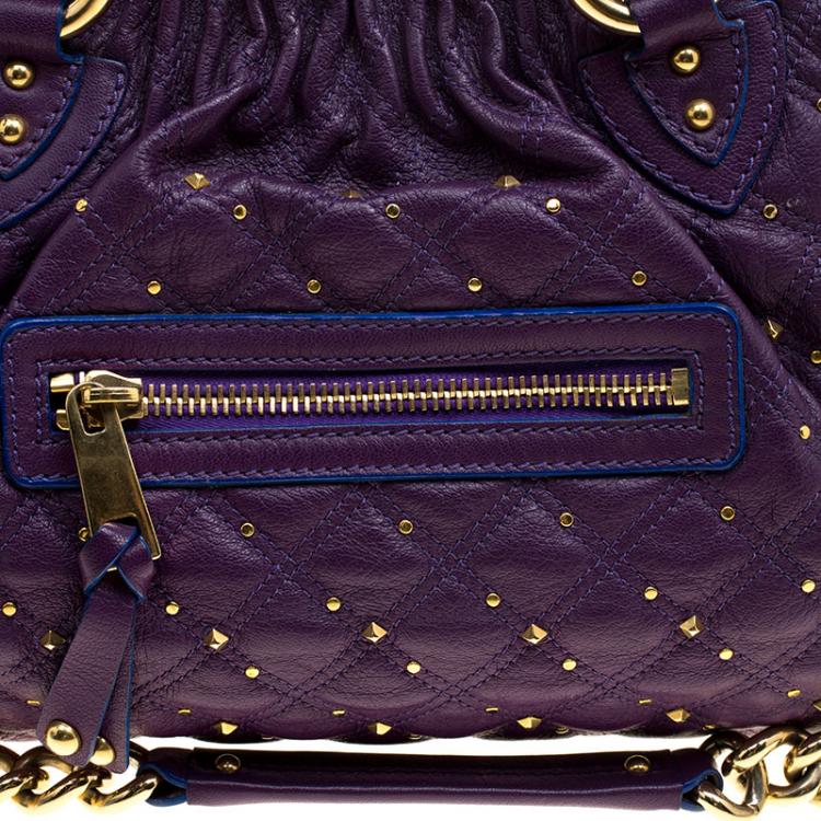Pre Owned Marc Jacobs Purple Quilted Leather Studded Stam Shoulder Bag