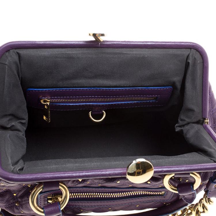 Pre Owned Marc Jacobs Purple Quilted Leather Studded Stam Shoulder Bag