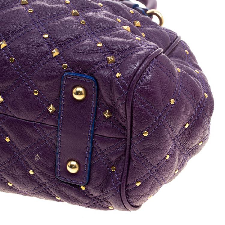 Pre Owned Marc Jacobs Purple Quilted Leather Studded Stam Shoulder Bag