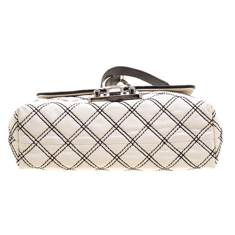Pre Owned Marc Jacobs Off White Quilted Leather Baroque Single Shoulder Bag