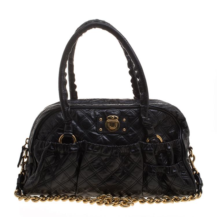 Pre Owned Marc Jacobs Black Quilted Leather Satchel