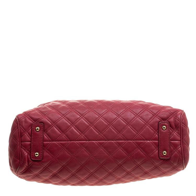 Pre Owned Marc Jacobs Red Quilted Leather Stam Satchel