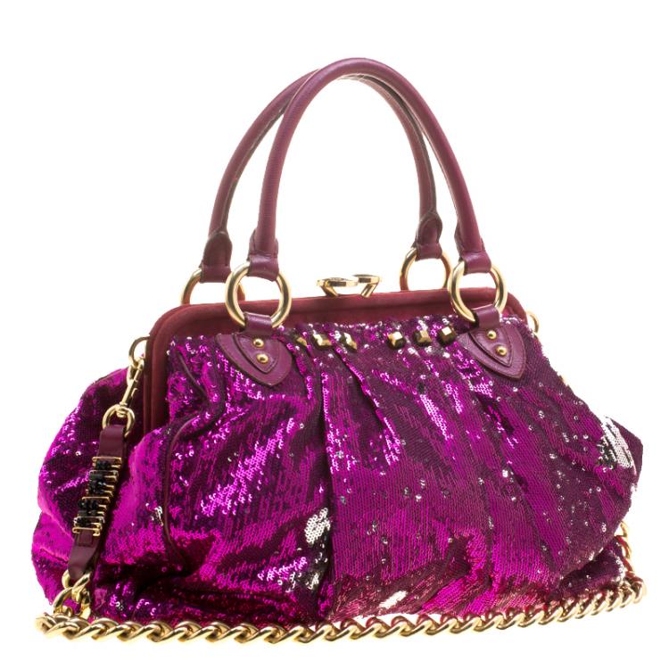 مملوكة مسبقًا Marc Jacobs Fuchsia Sequin New York Rocker Stam Shoulder Bag