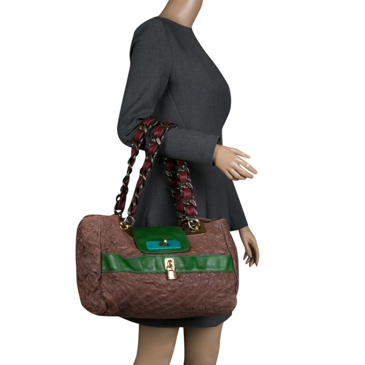 Pre Owned Marc Jacobs Brown Quilted Leather Chain Shoulder Bag