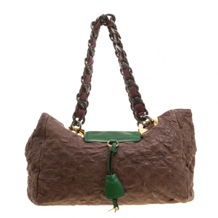 Pre Owned Marc Jacobs Brown Quilted Leather Chain Shoulder Bag