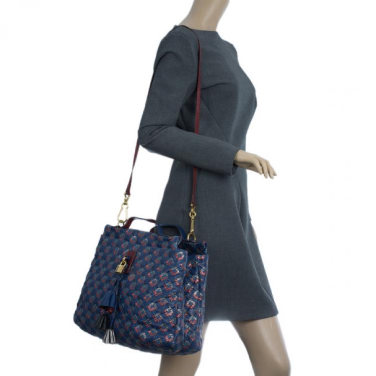 Pre Owned Marc Jacobs Blue Leather Memphis Tote