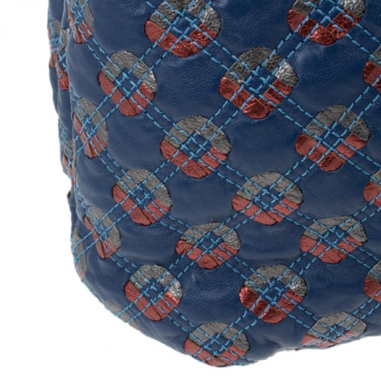 Pre Owned Marc Jacobs Blue Leather Memphis Tote