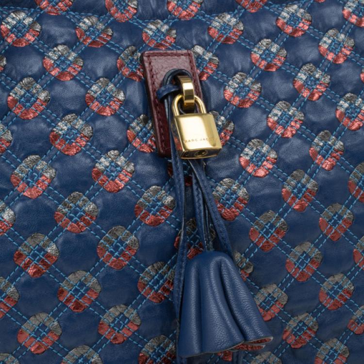 Pre Owned Marc Jacobs Blue Leather Memphis Tote