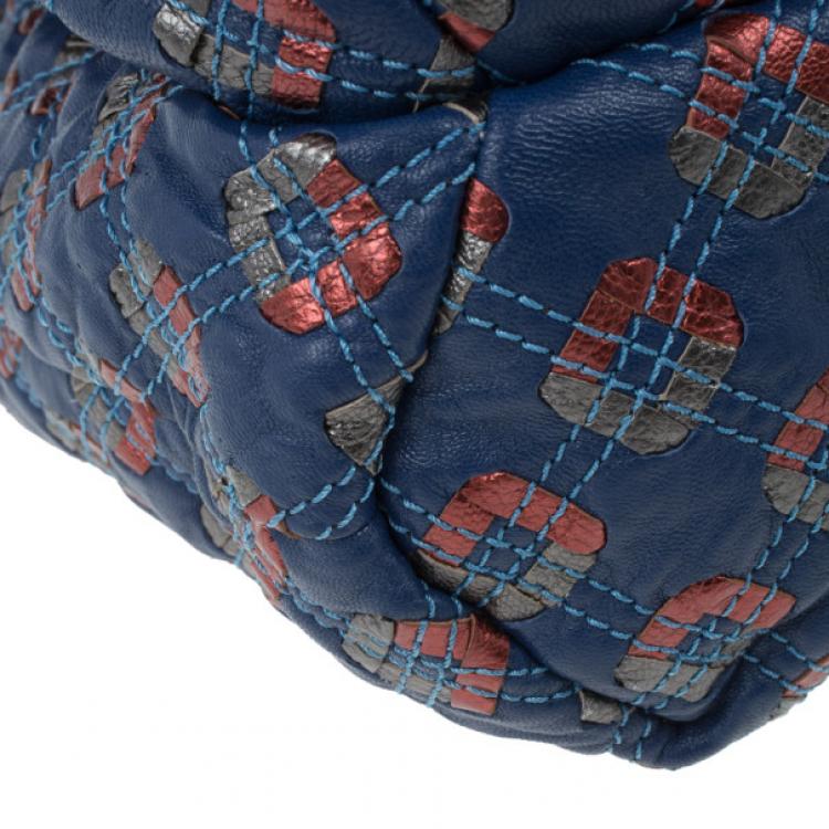 Pre Owned Marc Jacobs Blue Leather Memphis Tote