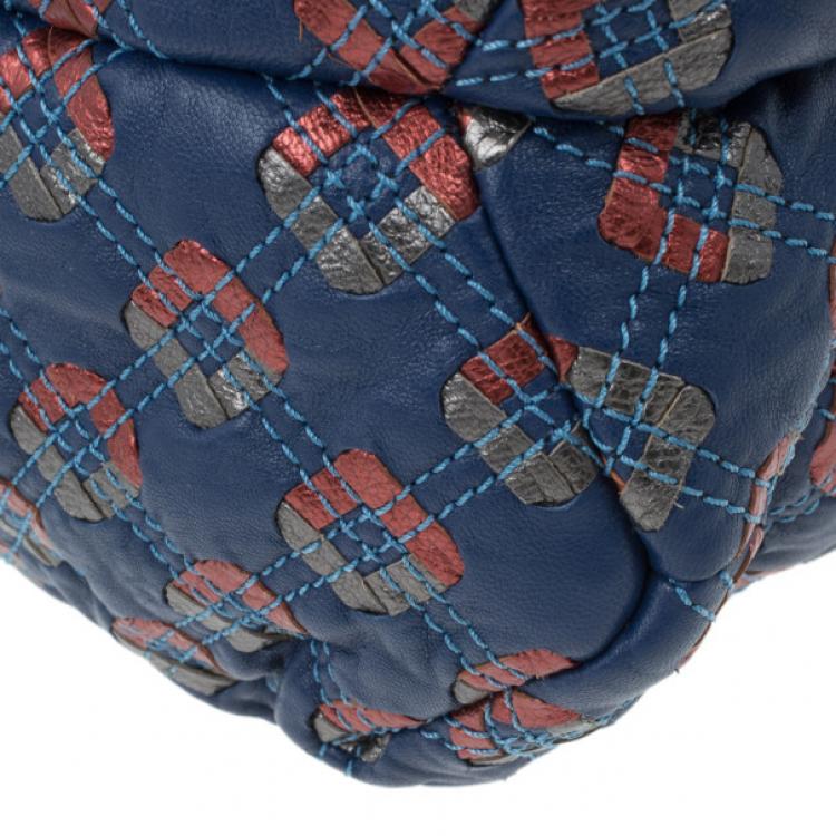 Pre Owned Marc Jacobs Blue Leather Memphis Tote