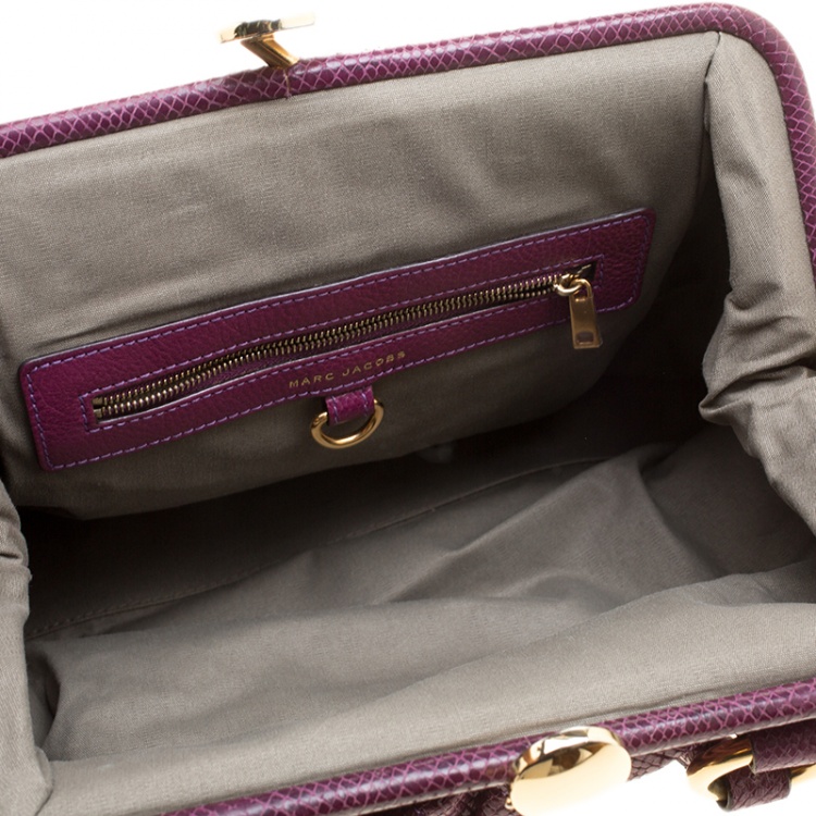 مملوكة مسبقًا Marc Jacobs Purple Quilted Snake Embossed Leather Snake Skin Trim Stam Shoulder Bag