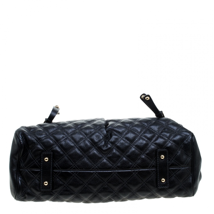 Pre Owned Marc Jacobs Black Quilted Leather Stam Satchel
