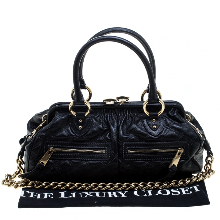 Pre Owned Marc Jacobs Black Quilted Leather Stam Satchel