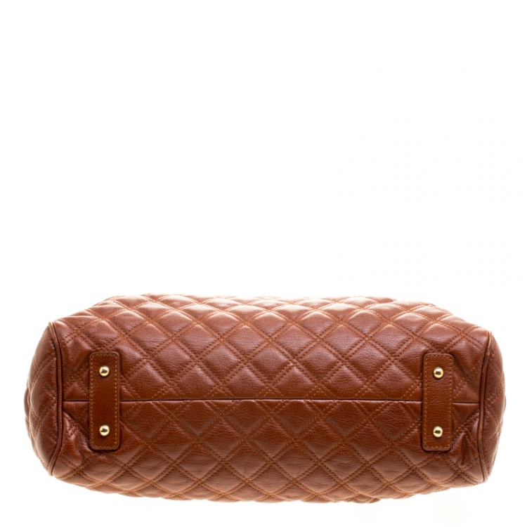 Pre Owned Marc Jacobs Cognac Quilted Leather Stam Shoulder Bag