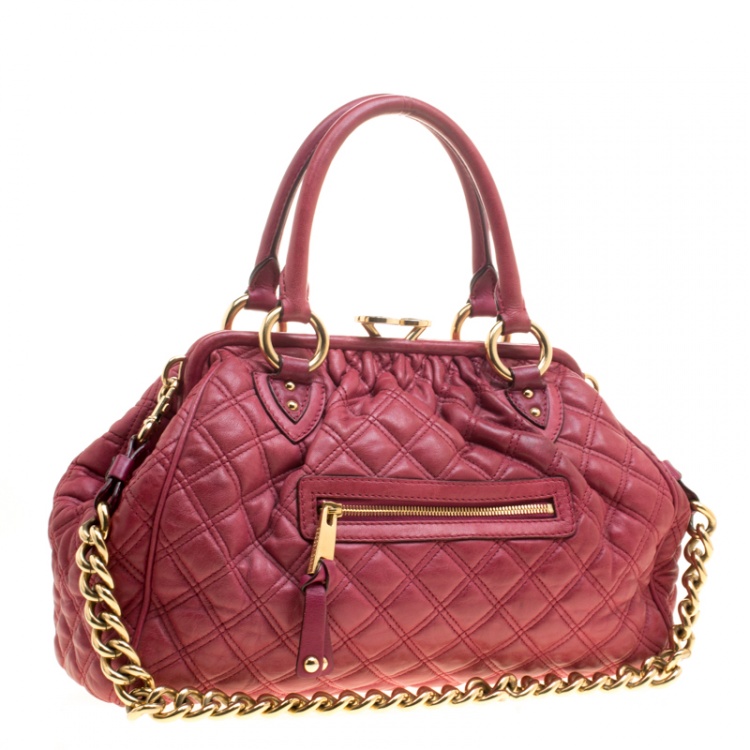 Pre Owned Marc Jacobs Pink Quilted Leather Stam Shoulder Bag
