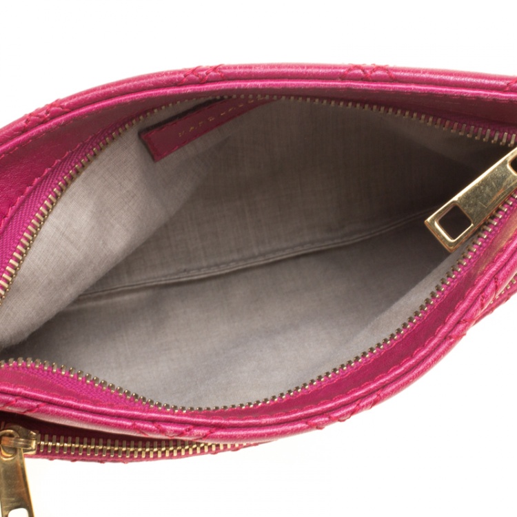 Pre Owned Marc Jacobs Red Quilted Leather Wristlet Clutch