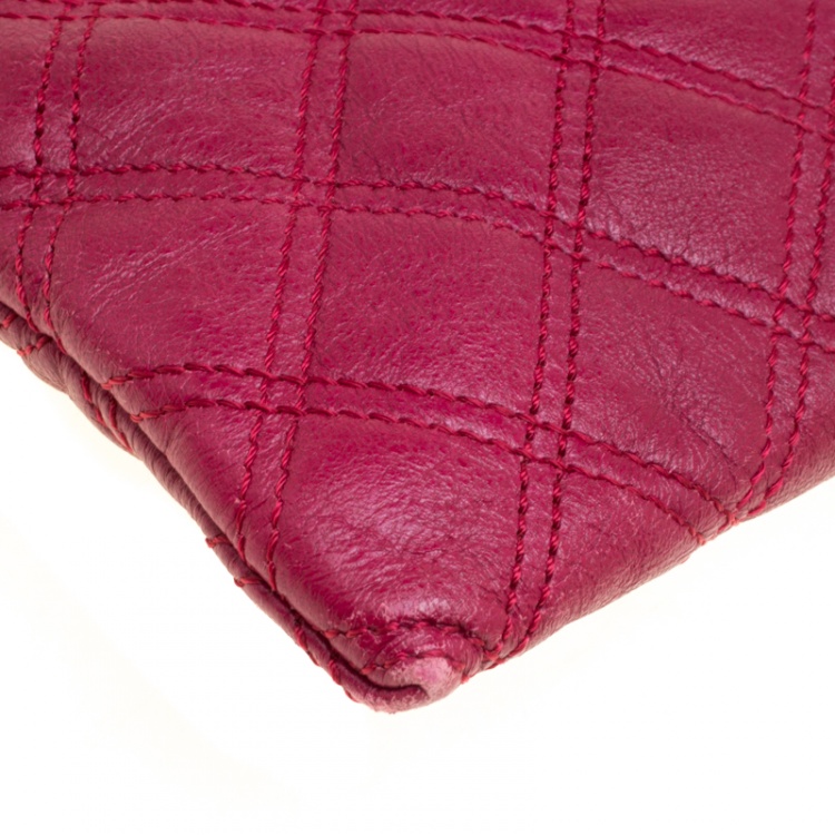Pre Owned Marc Jacobs Red Quilted Leather Wristlet Clutch