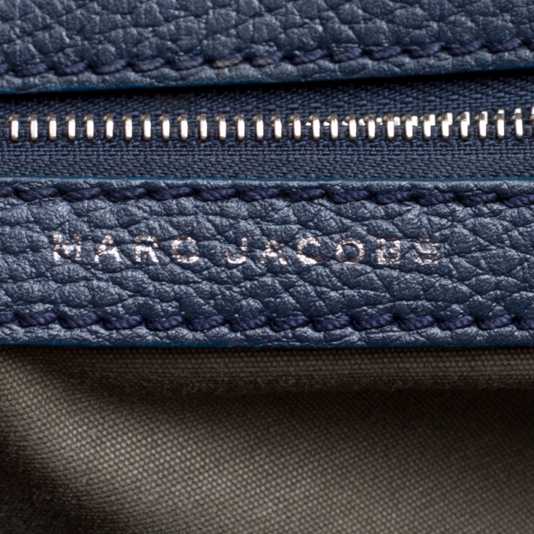 Pre Owned Marc Jacobs Dark Blue Quilted Patent Leather Stam Top Handle Shoulder Bag