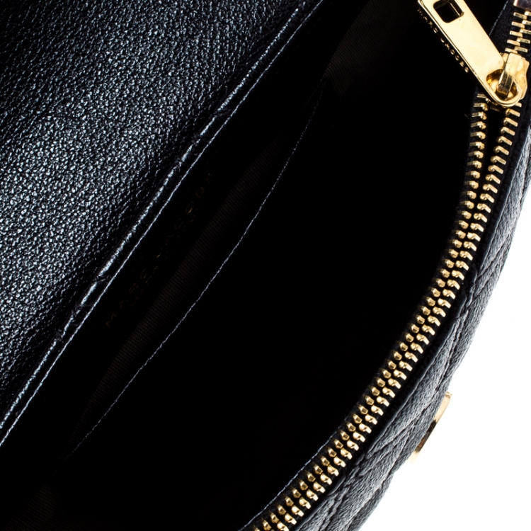 Pre Owned Marc Jacobs Black Quilted Coated Canvas Bow Shoulder Bag