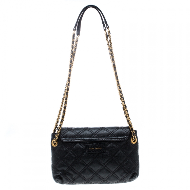 Pre Owned Marc Jacobs Black Quilted Coated Canvas Bow Shoulder Bag