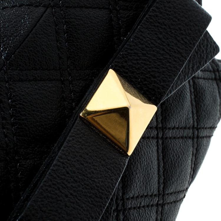 Pre Owned Marc Jacobs Black Quilted Coated Canvas Bow Shoulder Bag