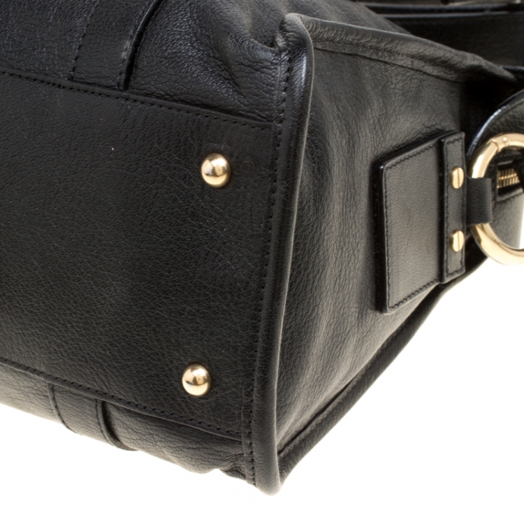 Pre Owned Marc Jacobs Black Leather Wellington Fulton Top Handle Bag
