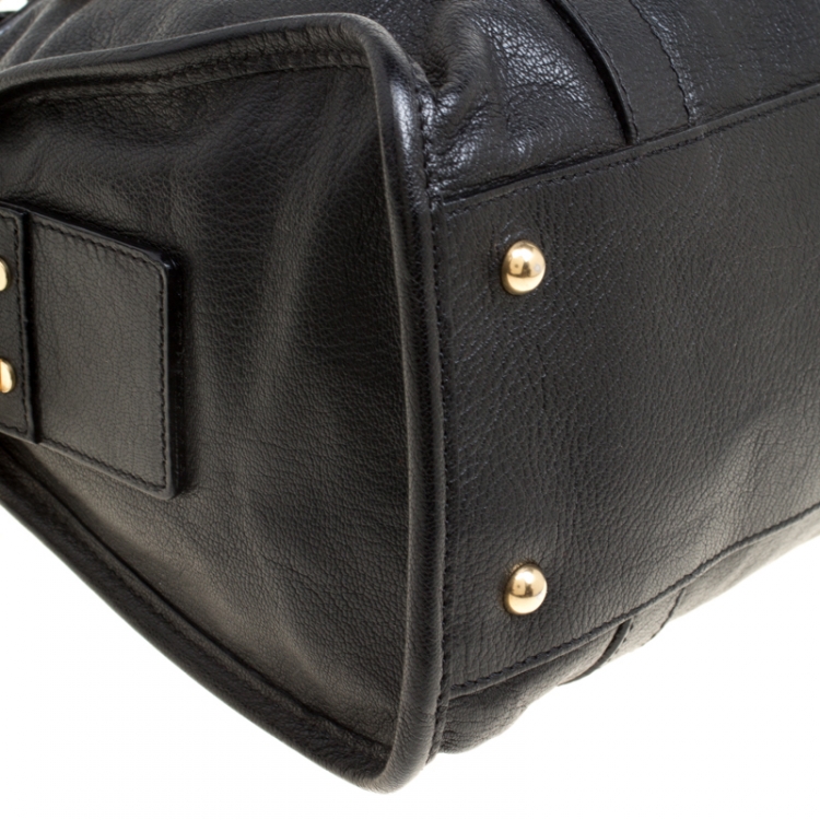 Pre Owned Marc Jacobs Black Leather Wellington Fulton Top Handle Bag