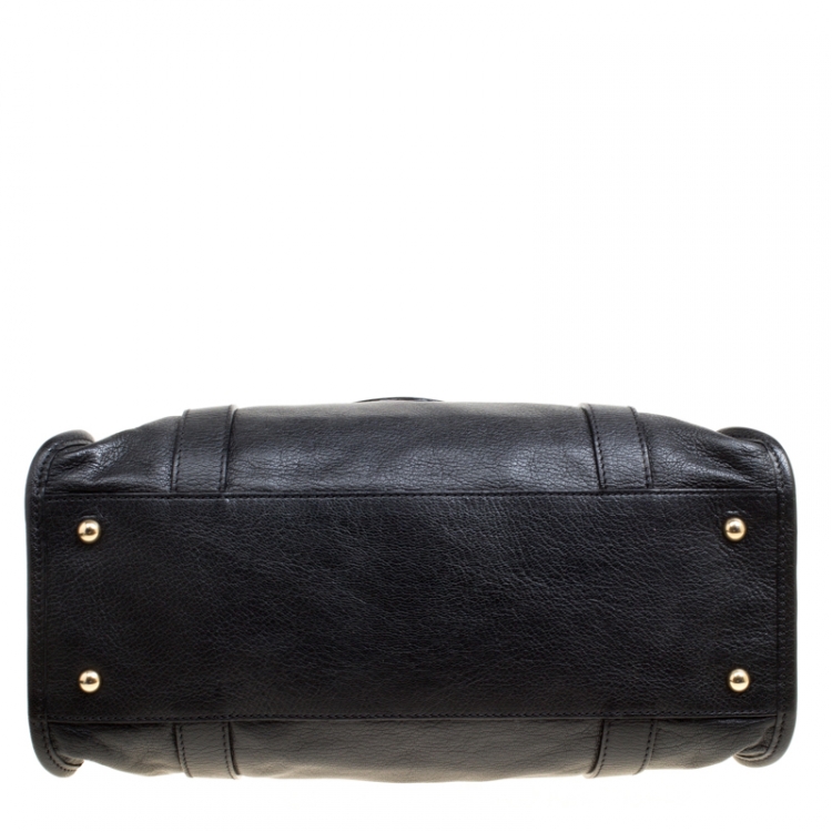 Pre Owned Marc Jacobs Black Leather Wellington Fulton Top Handle Bag