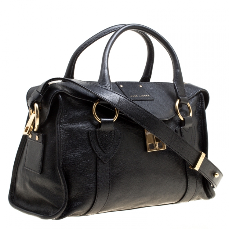 Pre Owned Marc Jacobs Black Leather Wellington Fulton Top Handle Bag