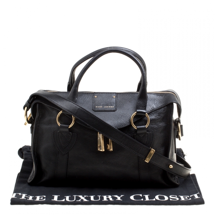 Pre Owned Marc Jacobs Black Leather Wellington Fulton Top Handle Bag