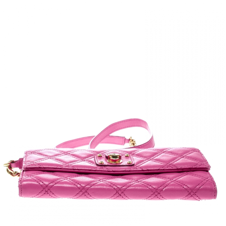 Pre Owned Marc Jacobs Pink Quilted Leather Crossbody Bag