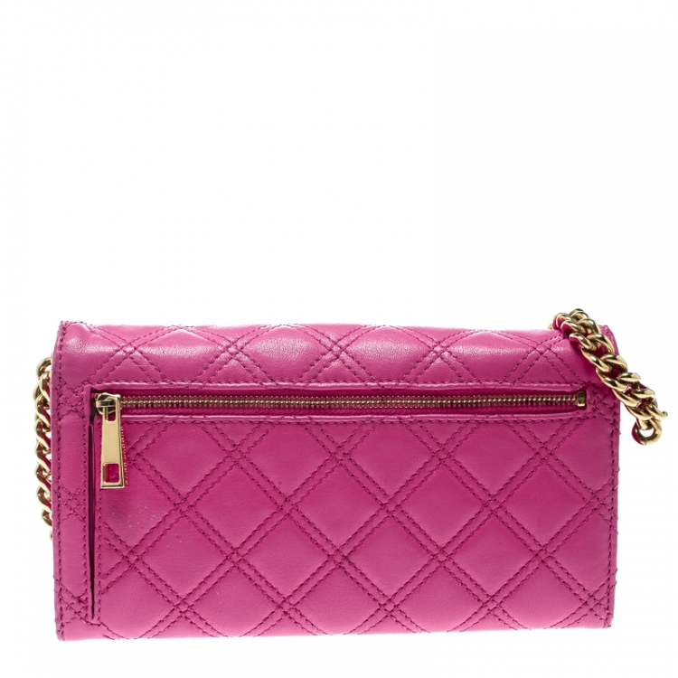 Pre Owned Marc Jacobs Pink Quilted Leather Crossbody Bag