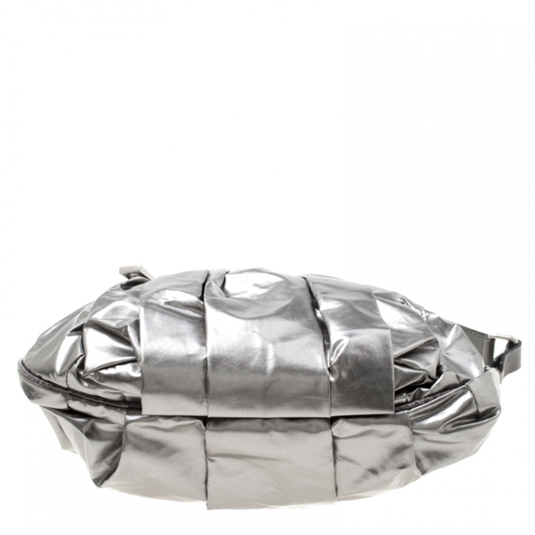 Pre Owned Marc Jacobs Metallic Grey Coated Canvas Parachute Little Stam Bag