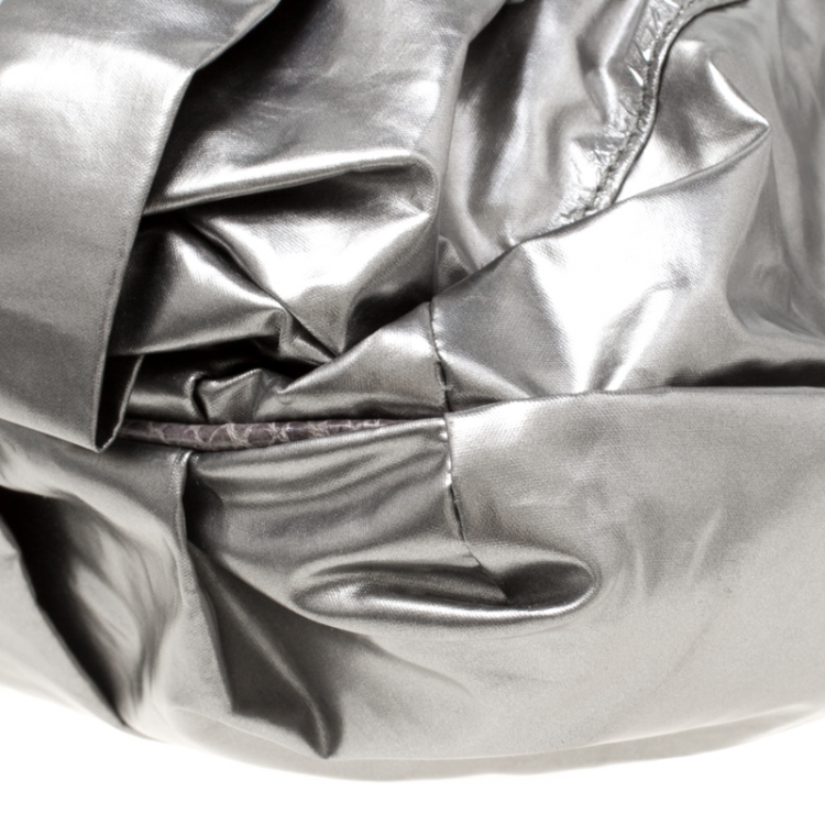 Pre Owned Marc Jacobs Metallic Grey Coated Canvas Parachute Little Stam Bag