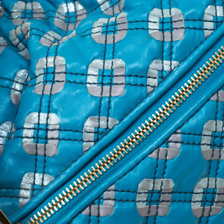 Pre Owned Marc Jacobs Blue Quilted Leather Robert Leslie Stam Top Handle Bag
