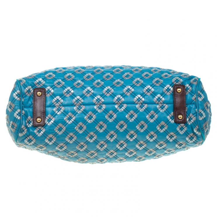 Pre Owned Marc Jacobs Blue Quilted Leather Robert Leslie Stam Top Handle Bag