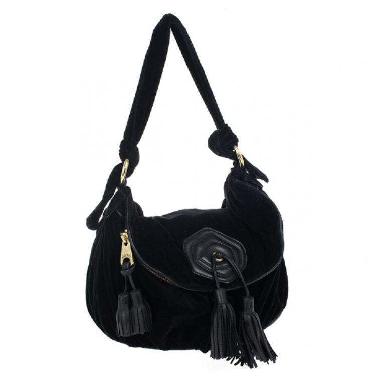 مملوكة مسبقًا Marc Jacobs Kaleidoscope Flower Black Velvet Hobo 