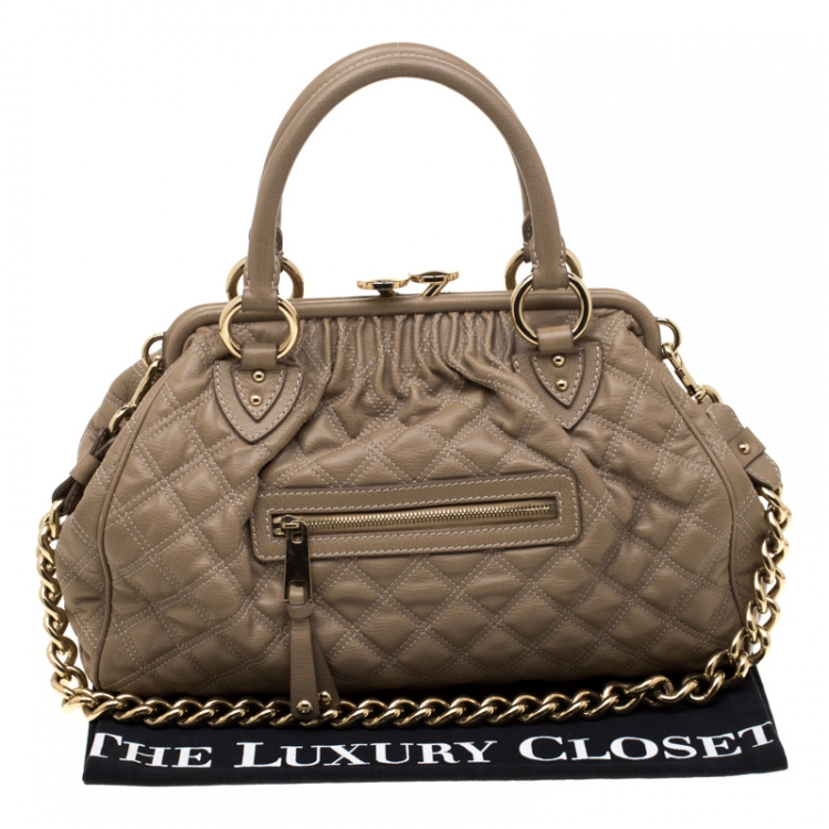Pre Owned Marc Jacobs Light Brown Quilted Leather Stam Shoulder Bag