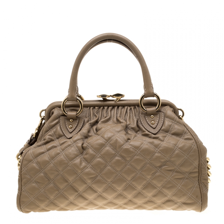Pre Owned Marc Jacobs Light Brown Quilted Leather Stam Shoulder Bag