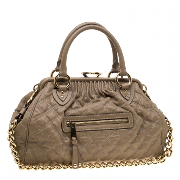 Pre Owned Marc Jacobs Light Brown Quilted Leather Stam Shoulder Bag
