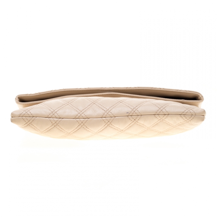 Pre Owned Marc Jacobs Beige Quilted Leather Eugenie Clutch