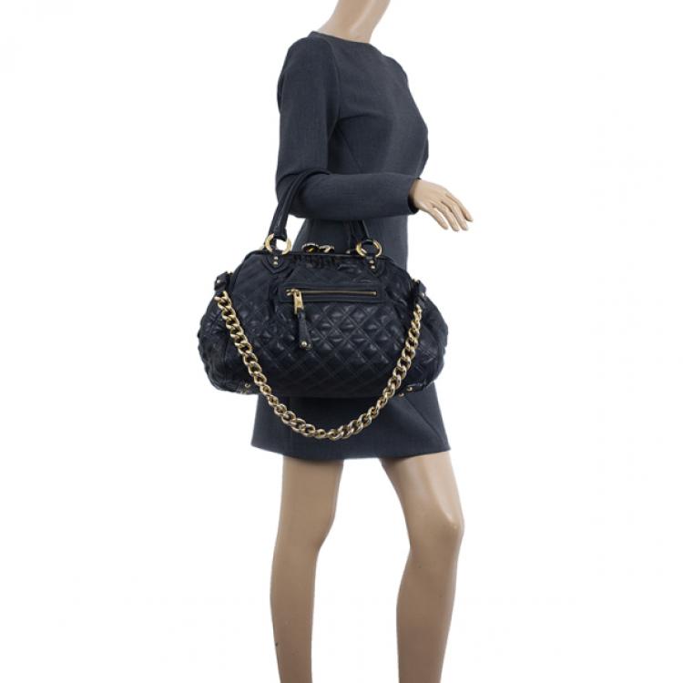 Pre Owned Marc Jacobs Black Quilted Leather Stam Satchel